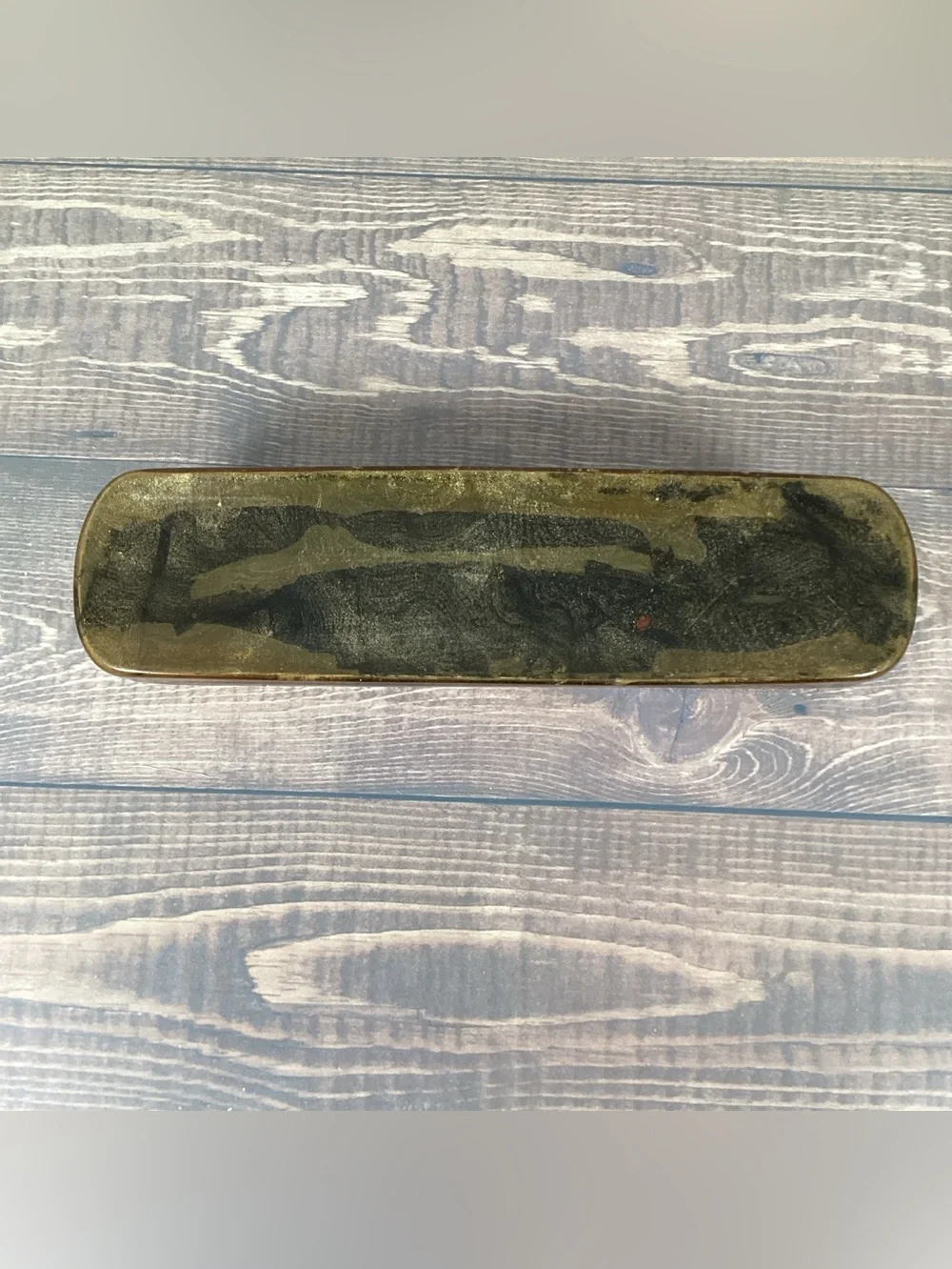 Vintage Clothing Grooming Vanity Brush, Plastic (?Celluloid) Marble Top, 7”